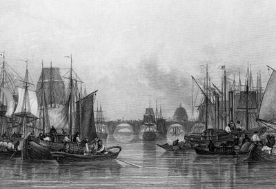 The Upper Pool, River Thames, engraved by John Woods by John Francis Salmon